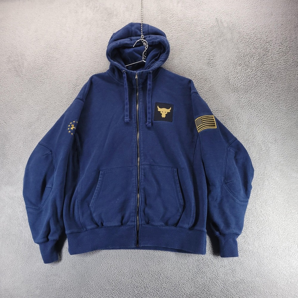 Under Armour Hoodie Mens L Blue Project Rock Freedom Veterans Day Zip Up